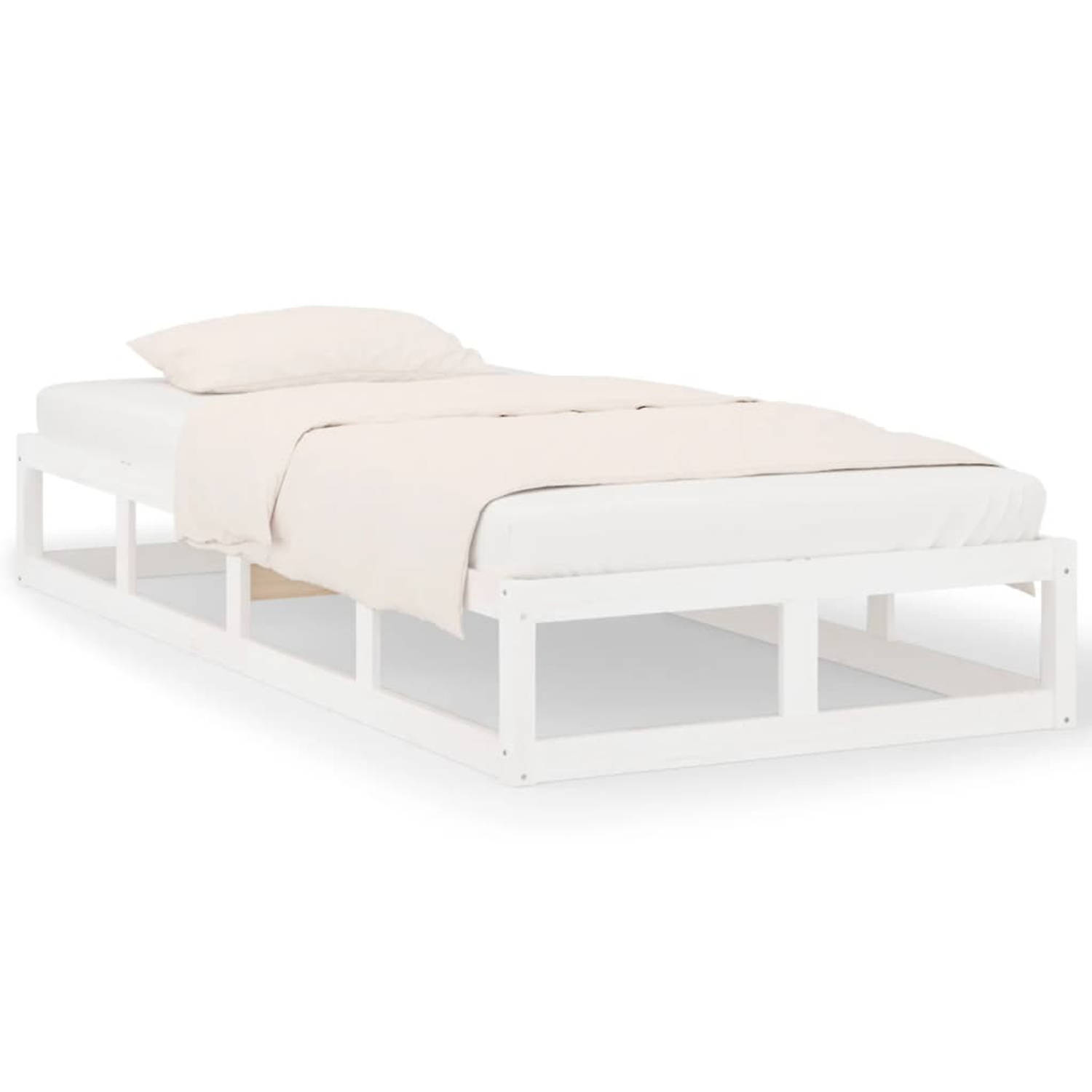 The Living Store Bedframe massief hout wit 75x190 cm 2FT6 Small Single - Bed