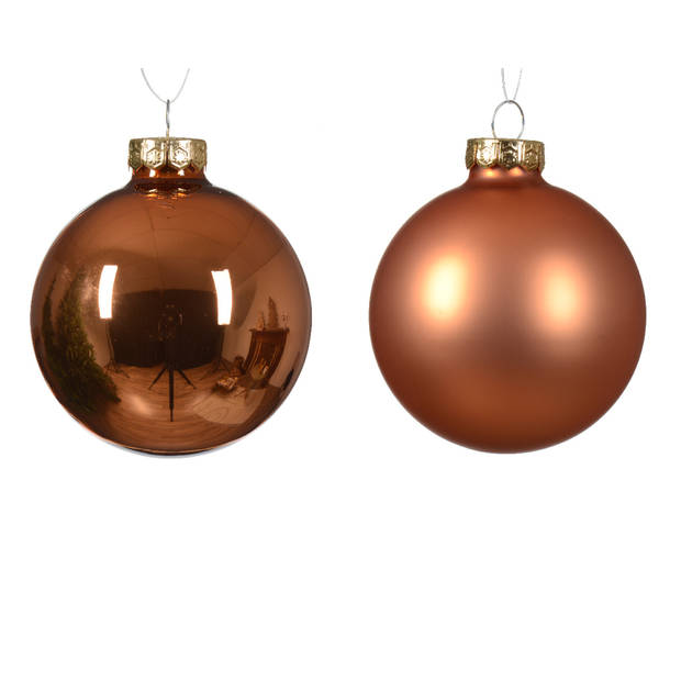 Decoris - Kerstbal glas d7 cm rood kpr ass 8st kerst