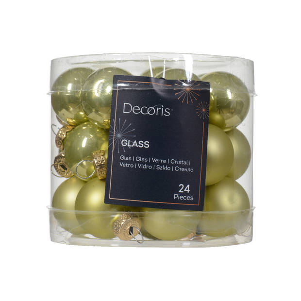 Decoris - Kerstbal glas d2.5 cm pstch ass 24st kerst