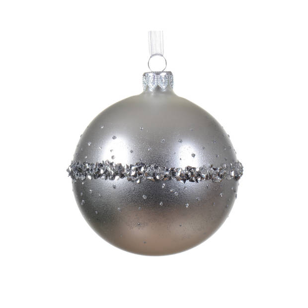 Decoris - Kerstbal glas d8 cm zilver I kerst