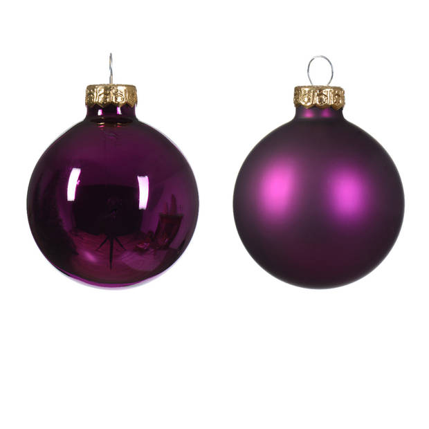 Decoris - Kerstbal glas d5 cm violet ass 12st kerst