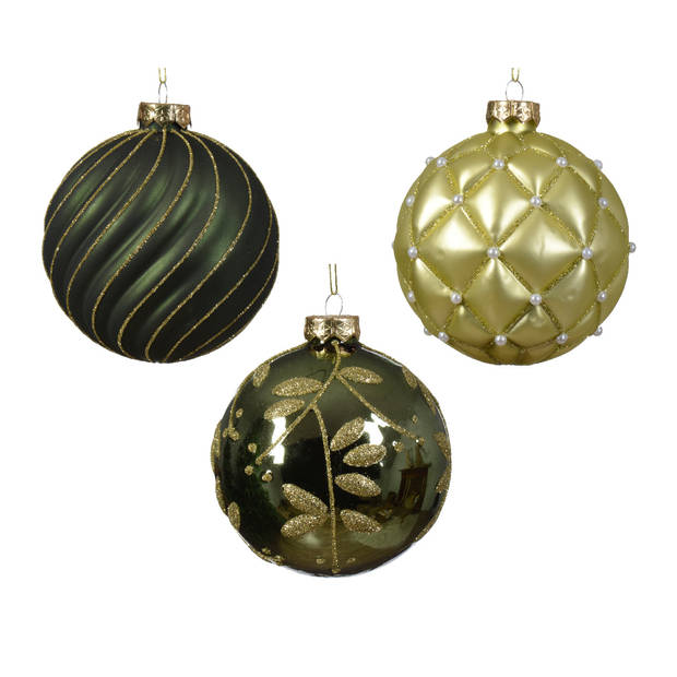 Decoris - Kerstbal glas d10 cm groen ass kerst