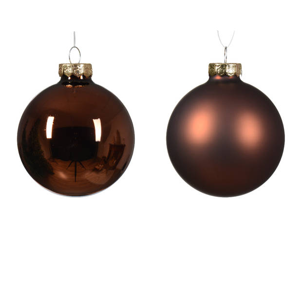 Decoris - Kerstbal glas d7 cm espresso ass 8st kerst