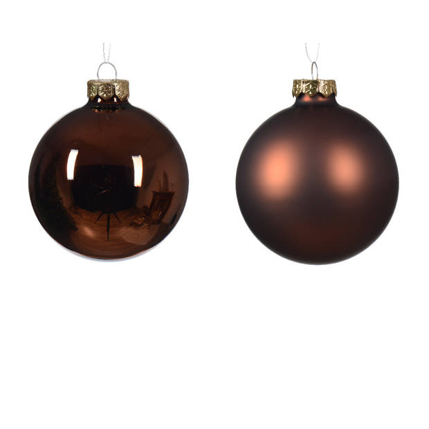 Decoris - Kerstbal glas d8 cm espresso ass 6st kerst