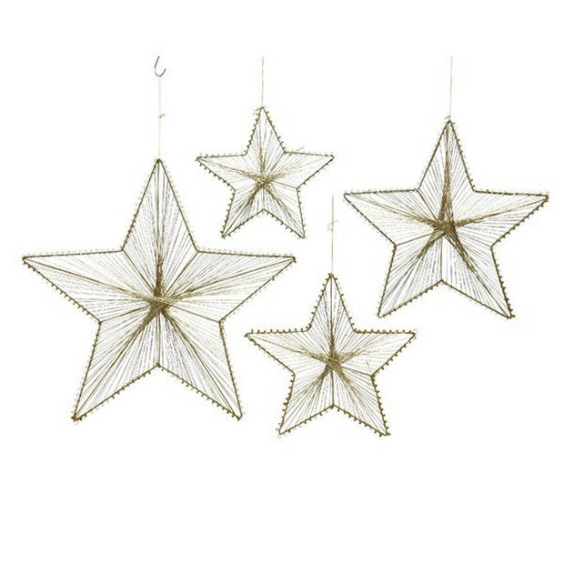 Decoris - Ster ijzer metallic hang 38h0,5 cm goud