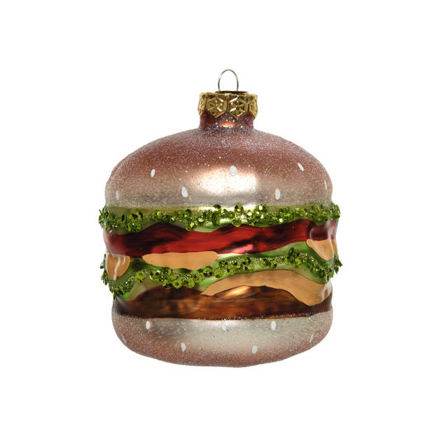 KSD - Orn.gls hamburger l9b9h10.30cm mlt