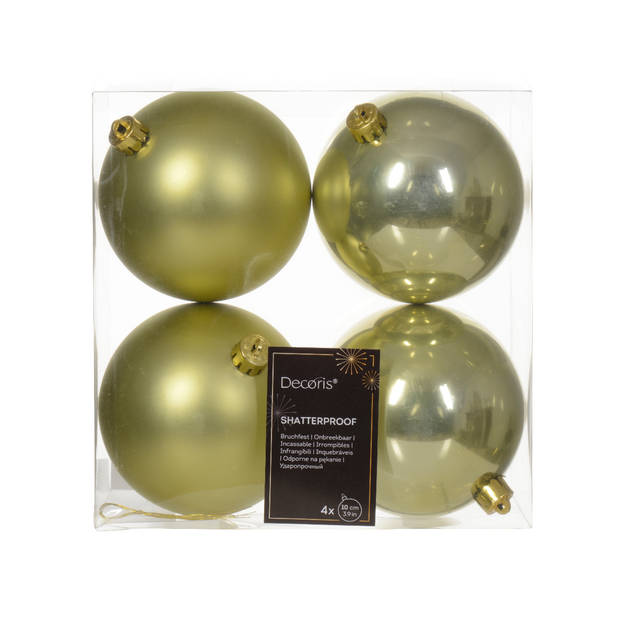 Decoris - Kerstbal kunststof d10 cm pstch 4st kerst