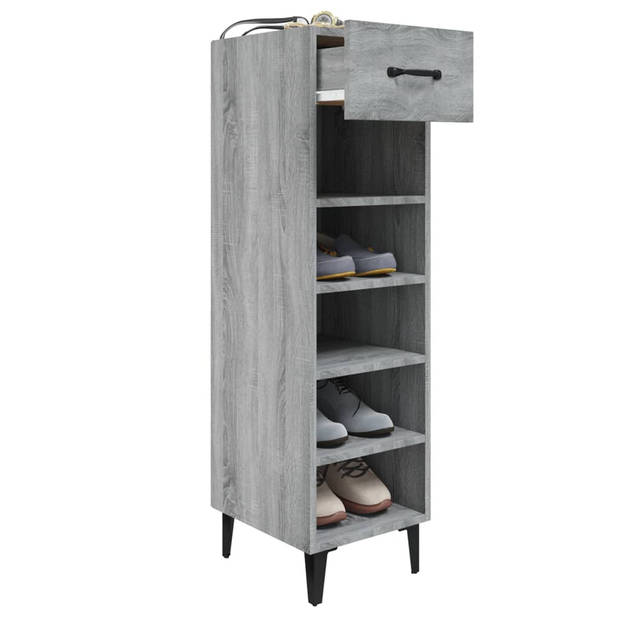 The Living Store Schoenenkast - Trendy - Meubelen - Afmeting- 30 x 35 x 105 cm - Materiaal- Bewerkt hout en metaal -