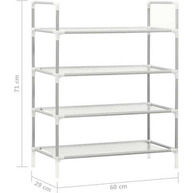 The Living Store Schoenenrek Minimalistisch - Opbergoplossing - 60x29x71 cm - Zilver