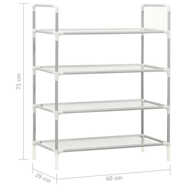 The Living Store Schoenenrek Minimalistisch - Opbergoplossing - 60x29x71 cm - Zilver