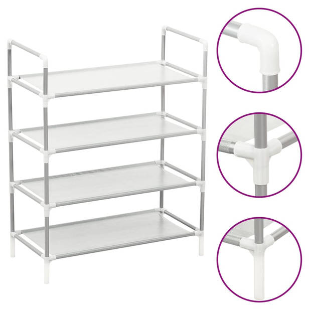 The Living Store Schoenenrek Minimalistisch - Opbergoplossing - 60x29x71 cm - Zilver