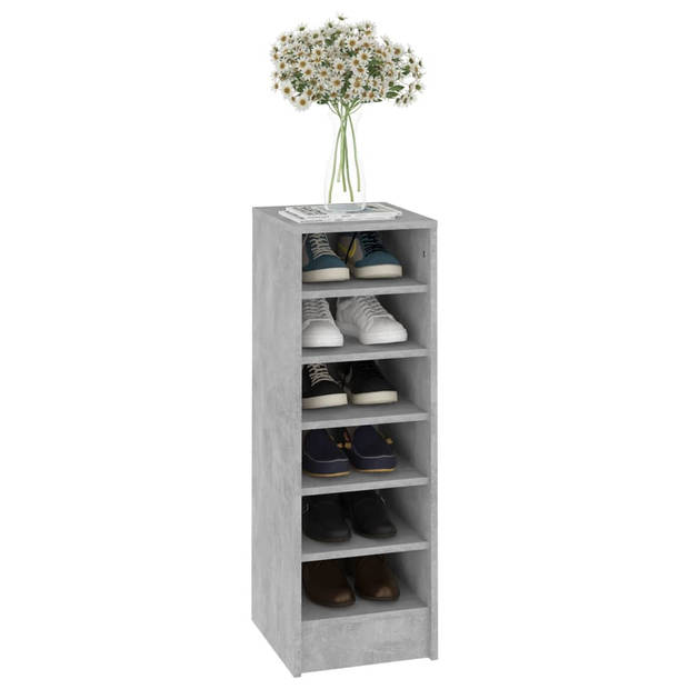 The Living Store Schoenenkast Timeless s - Schoenenopberger 6 vakken - Betongrijs - 31.5 x 35 x 90 cm