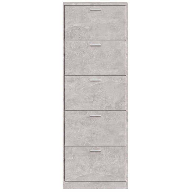 The Living Store Schoenenkast Betongrijs - 59 x 17 x 169 cm - 5 lades