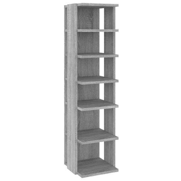 The Living Store Schoenenrek - Grijs Sonoma Eiken - 27.5 x 27 x 102 cm - Met 6 schappen