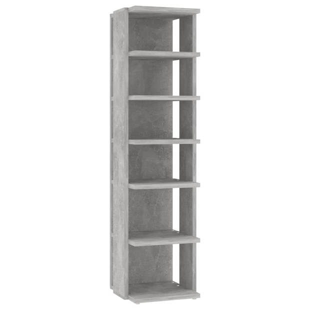 The Living Store Schoenenkast Betongrijs 27.5x27x102cm - Bewerkt Hout - 6 Schappen