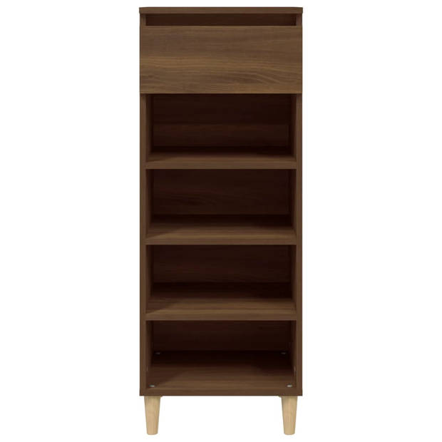 The Living Store Schoenenkast Bruineiken - Compact en praktisch - 40 x 36 x 105 cm - Bewerkt hout en massief