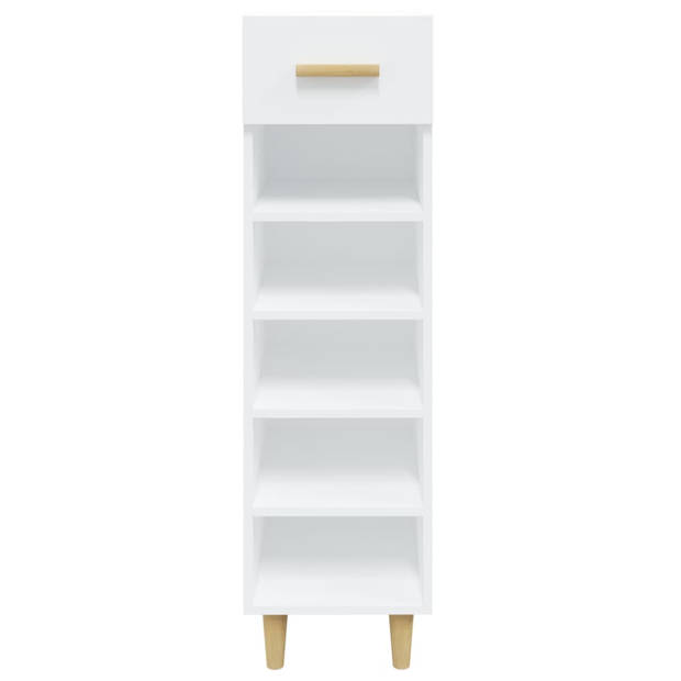 The Living Store Schoenenkast - wit - 30 x 35 x 105 cm - hoge kwaliteit en ruimtebesparend