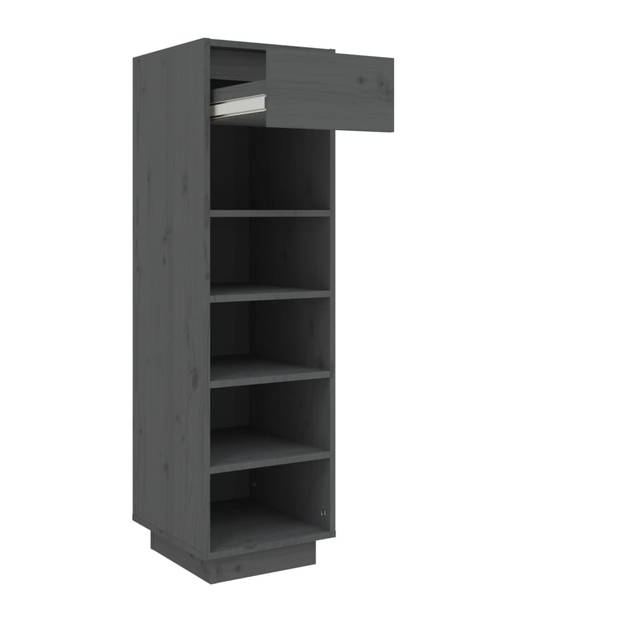 The Living Store Schoenenkast Zweefpoten - Organiser - 34 x 30 x 105 cm - Grijs - Massief Grenenhout