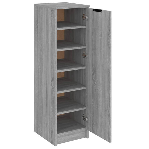 The Living Store Schoenenkast - Grijs Sonoma Eiken - 30 x 35 x 100 cm - Bewerkt Hout