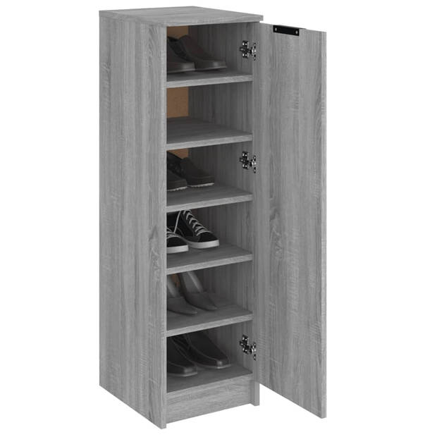 The Living Store Schoenenkast - Grijs Sonoma Eiken - 30 x 35 x 100 cm - Bewerkt Hout