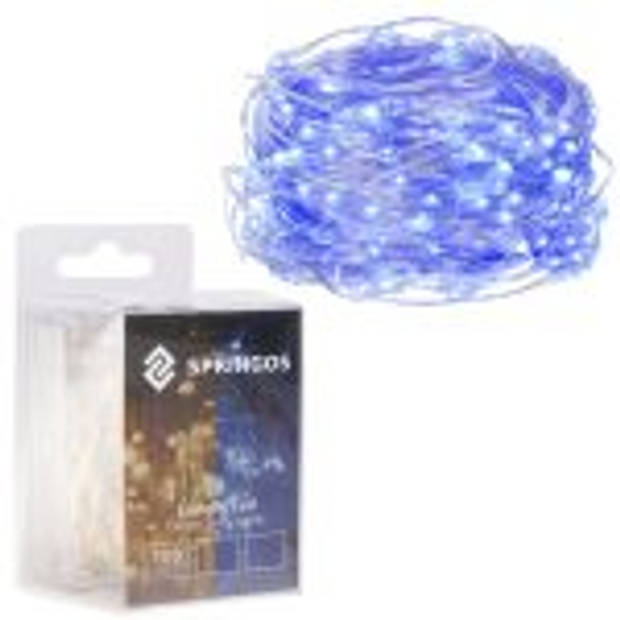 Kerstverlichting 9.9 m Batterij 100 LED Blauw