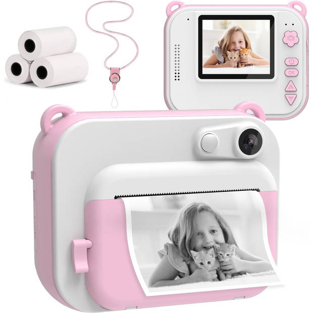 Silvergear Kindercamera - Mobiele Fotoprinter - 4 Games - MP3 - Roze