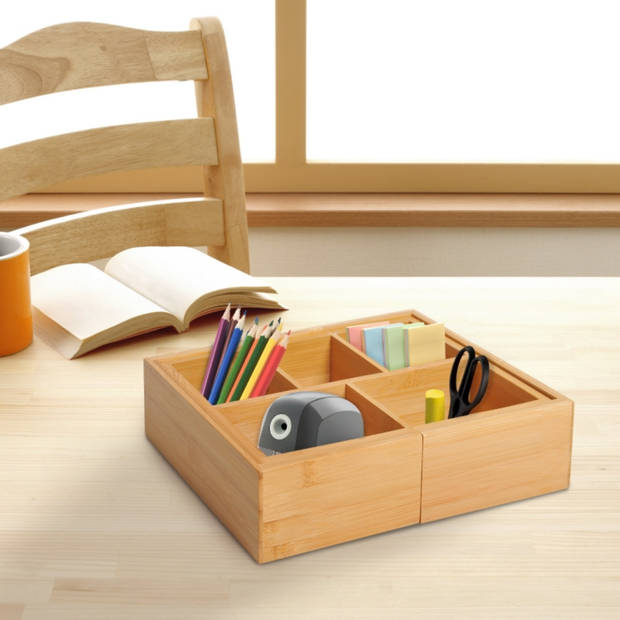 Bureau organizer - Lade organizer - Uitschuifbaar - Pennenbak - Desk organizer - Pennenhouder - Bamboe - L41 x B17,6...