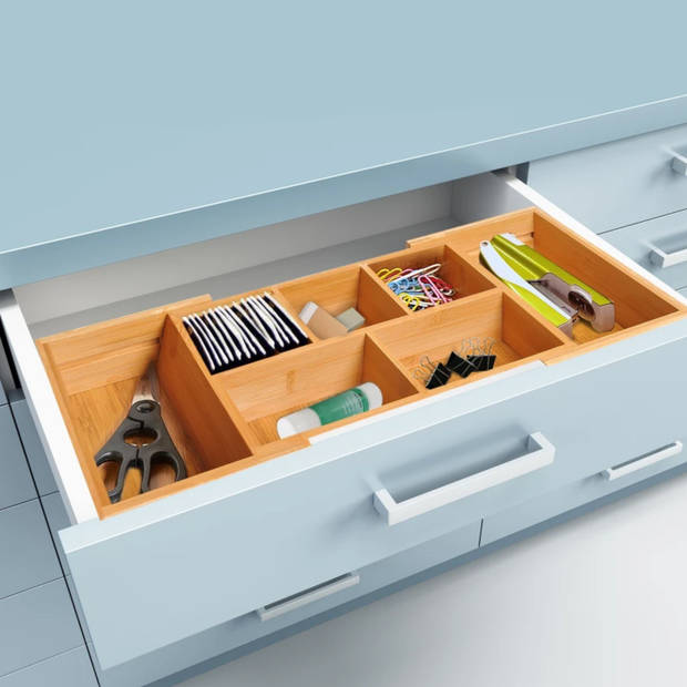 Bureau organizer - Lade organizer - Uitschuifbaar - Pennenbak - Desk organizer - Pennenhouder - Bamboe - L41 x B17,6...