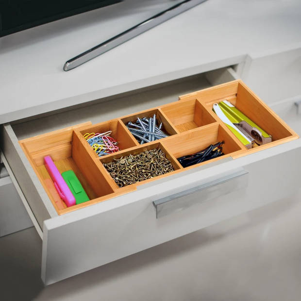 Bureau organizer - Lade organizer - Uitschuifbaar - Pennenbak - Desk organizer - Pennenhouder - Bamboe - L41 x B17,6...