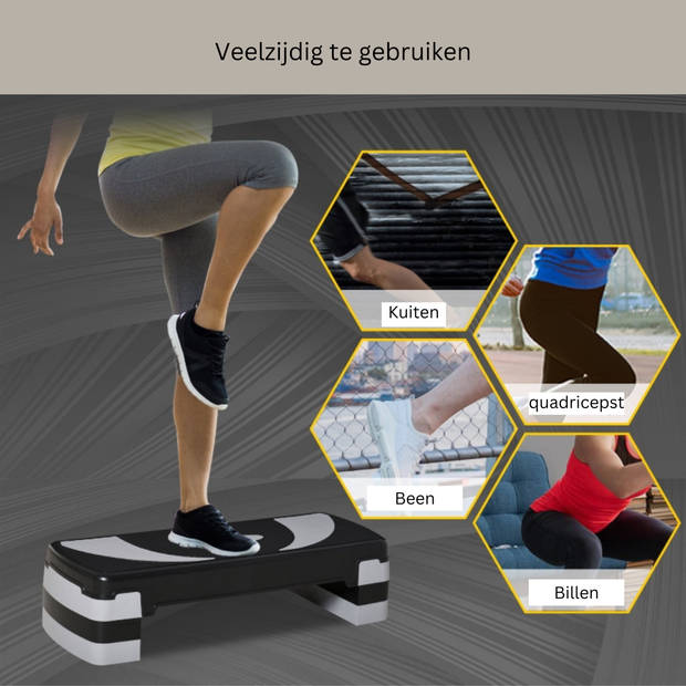 Aerobic Step - Fitness Step - Workout Step - Exercise Step - Step - In hoogte verstelbaar - zwart/grijs - 80 x 31 x 2...