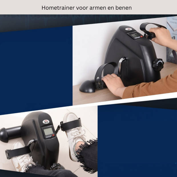 Hometrainer - Opvouwbaar - Mini Fietsapparaat - Fitness - Fietstrainer met LCD-display - metaal - zwart 39 x 40 x...