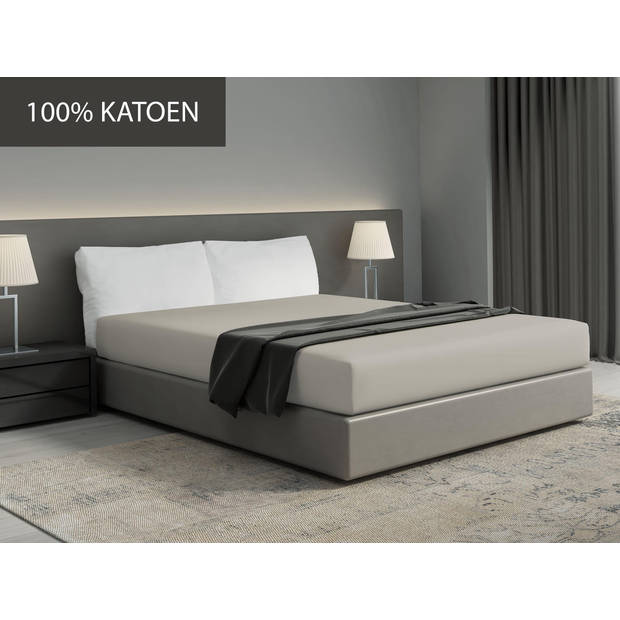 Hoeslaken - 100% natuurlijk katoen - 140x200 - licht beige