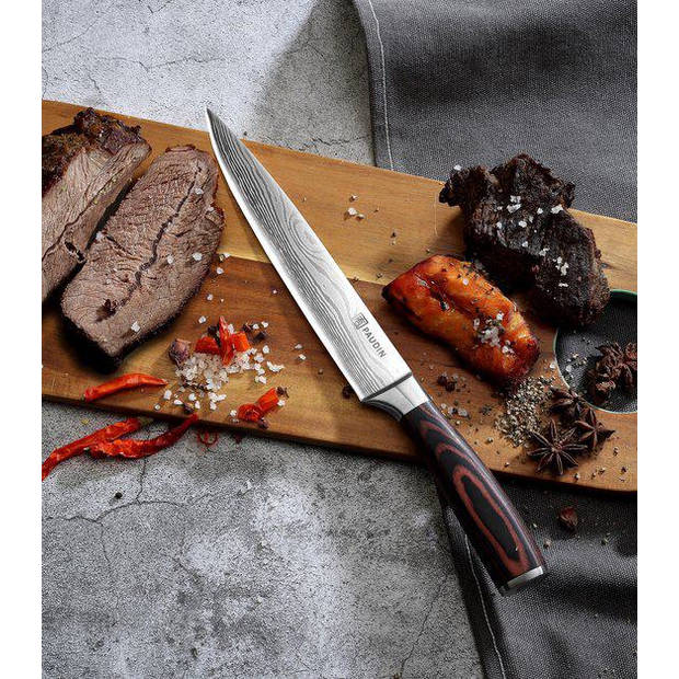 Paudin - Professioneel Vleesmes 20 cm - Japans mes - Koksmes - Damascus Patroon