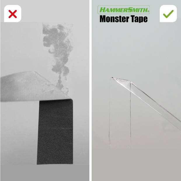 Hammersmith Monster Tape nanotape - Dubbelzijdig tape met Nano-Grip-Technologie - Verwijdering zonder resten