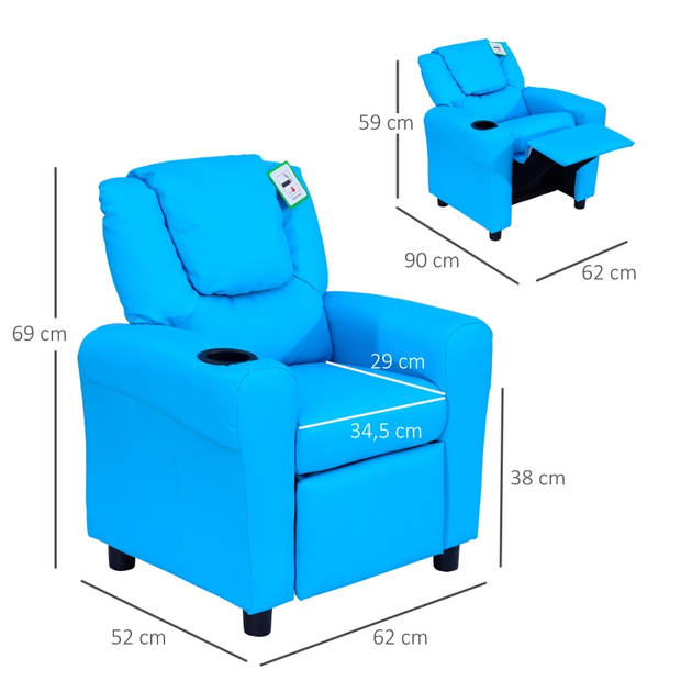 Kinderstoel - Kinderzetel - Kindersofa - Kinderbankje - Relaxstoel - Blauw - 62 x 56 x 69 cm