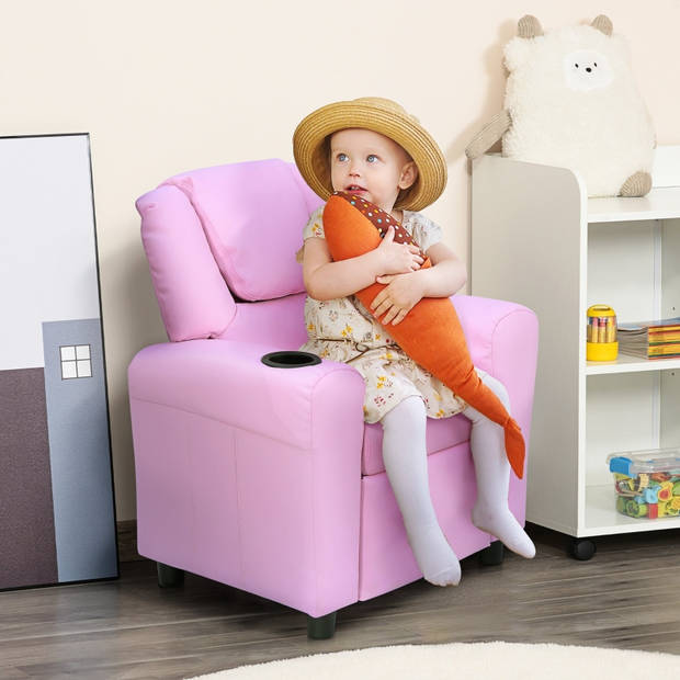 Kinderstoel - Kinderzetel - Kindersofa - Kinderbankje - Relaxstoel - Roze - 62 x 56 x 69 cm