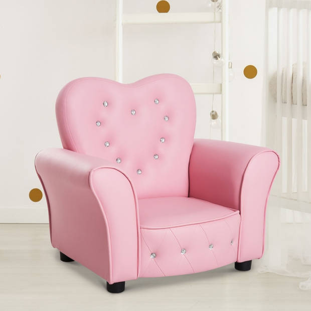 Kinderstoel - Kinderzetel - Kindersofa - Kinderbankje - Roze- L59 x B41,5 x H49 cm