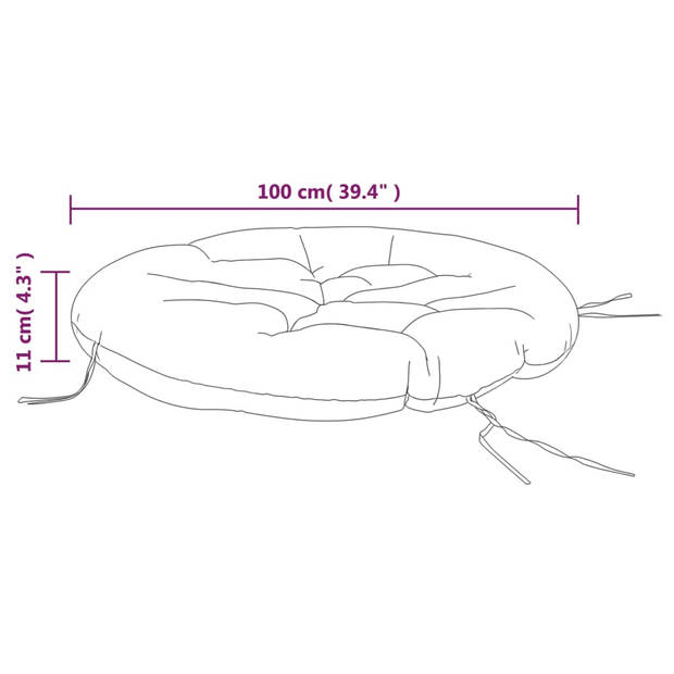 The Living Store Ronde Tuinkussen - 100 x 11 cm - Waterafstotend - Oxford stof - Holle vezel vulling - Met bladpatroon