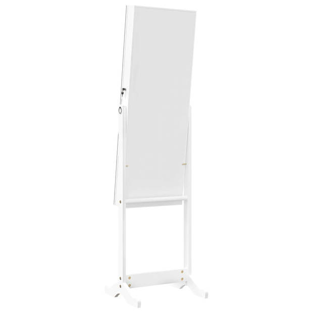 The Living Store Sieradenkast met spiegel - Wit - 42 x 38 x 152 cm - Duurzaam materiaal