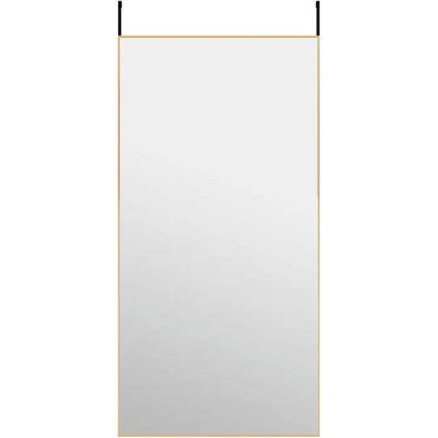 The Living Store Deurspiegel Goud - 50 x 100 cm - Aluminium frame en glas - In hoogte verstelbaar en ruimtebesparend