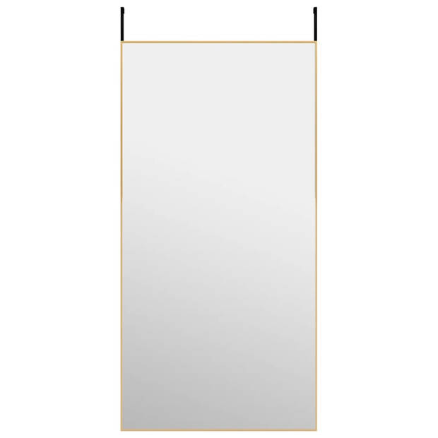 The Living Store Deurspiegel Goud - 50 x 100 cm - Aluminium frame en glas - In hoogte verstelbaar en ruimtebesparend