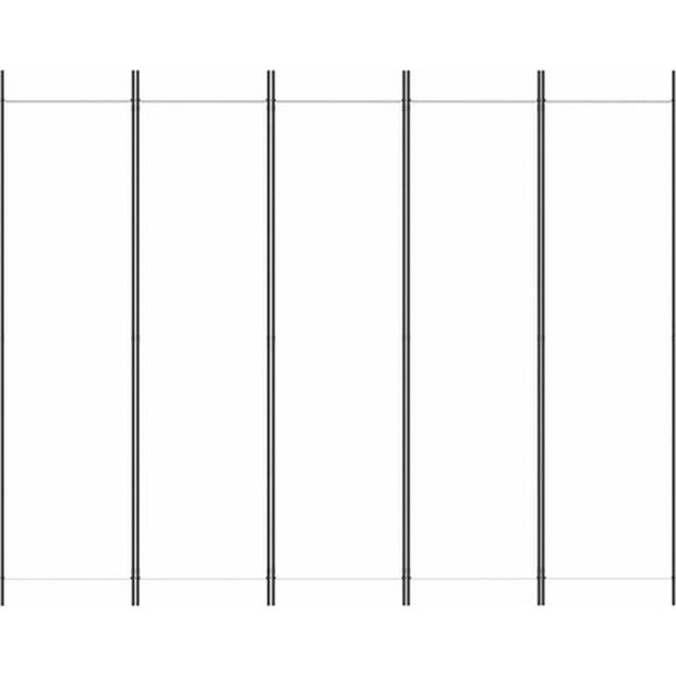 The Living Store Kamerscherm Wit 5 Panelen - 250 x 200 cm (B x H) - Duurzaam materiaal