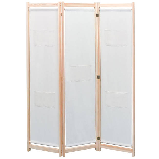 The Living Store Kamerverdeler 3 panels - 120 x 170 x 4 cm - Crème - Houten frame