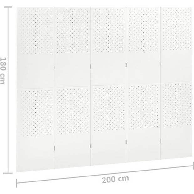 The Living Store Kamerscherm Staal - 200x180 cm - Wit - Scharnierbaar - Stabiele en duurzame privacybescherming