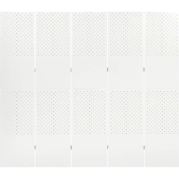 The Living Store Kamerscherm Staal - 200x180 cm - Wit - Scharnierbaar - Stabiele en duurzame privacybescherming