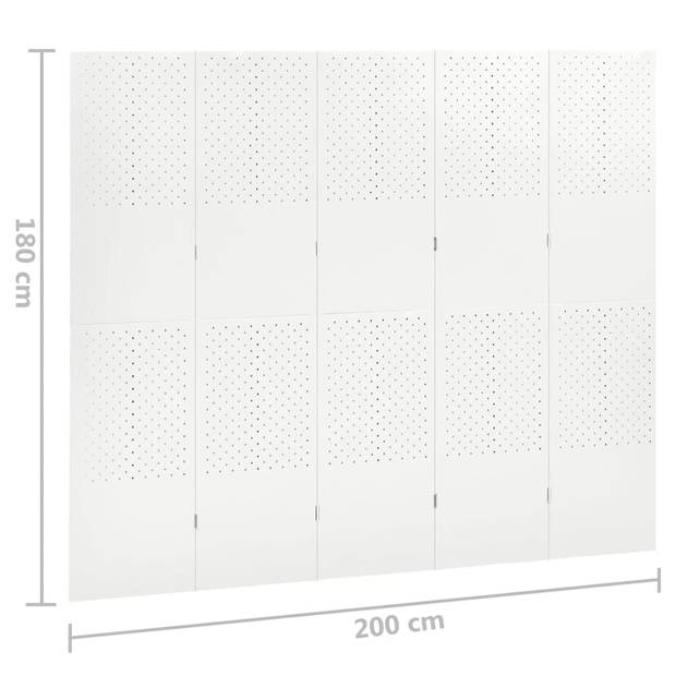 vidaXL Kamerscherm met 5 panelen 200x180 cm staal wit