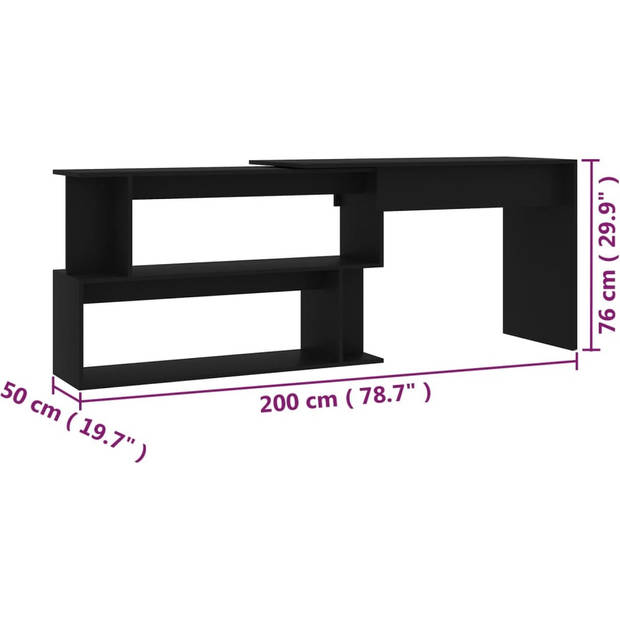 The Living Store Bureau Strak en Modern - Gemaakt van Bewerkt Hout - 200 x 50 x 76 cm (L x B x H) - Draaibaar - Met