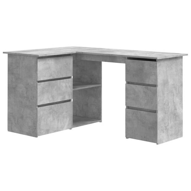 The Living Store Hoekbureau - Bewerkt hout - 145 x 100 x 76 cm - Betongrijs