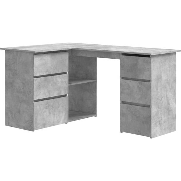 The Living Store Hoekbureau - Bewerkt hout - 145 x 100 x 76 cm - Betongrijs