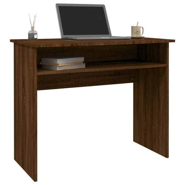 The Living Store Bureau Salontafel - Bruineiken - 90x50x74 cm - Bewerkt hout